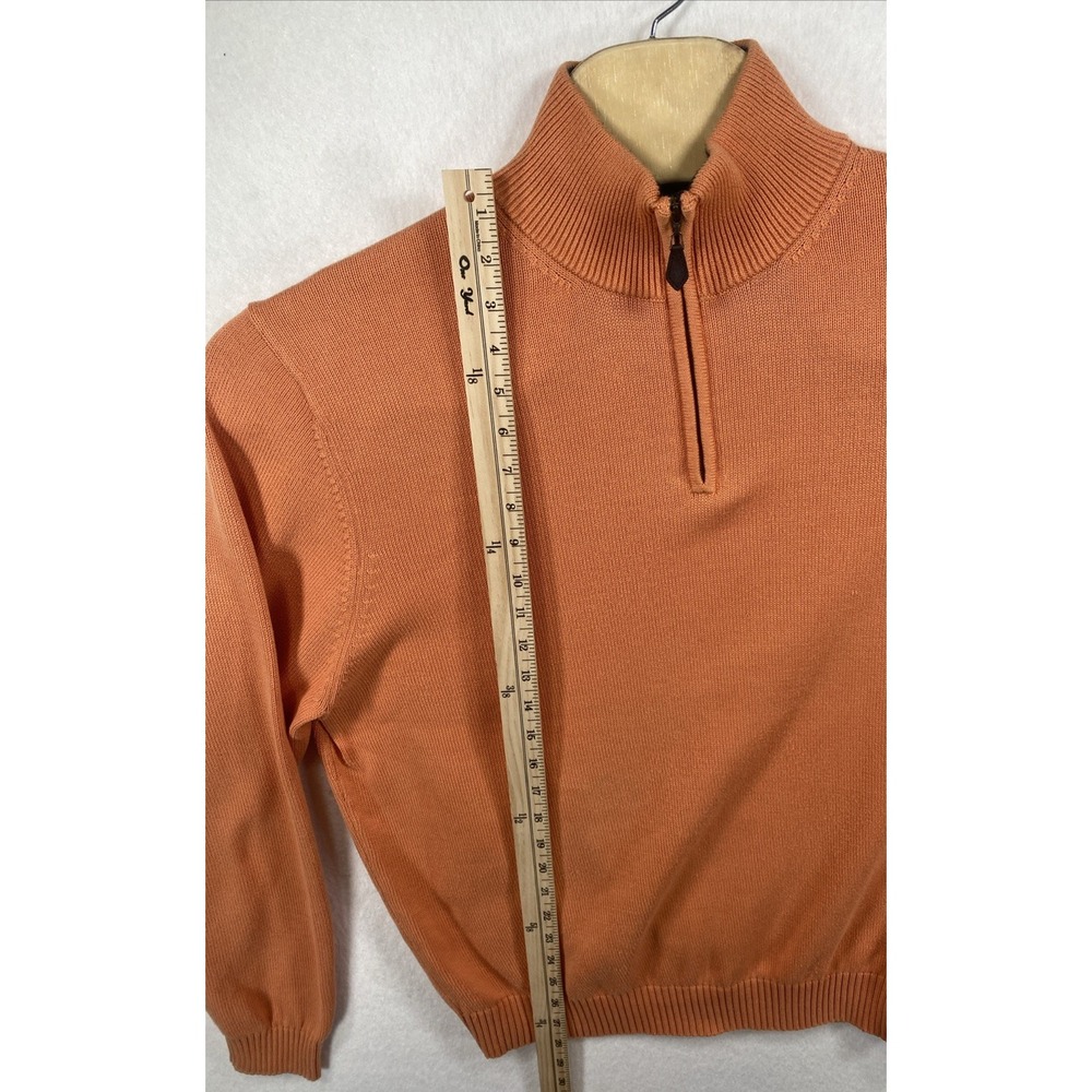 Brooks Brothers 346 Orange Merino Wool Knit 1/4 Zip Mock Neck Sweater L  C81 - Picture 4 of 5
